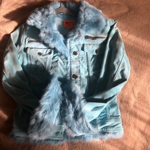Velvet and rabbit fur jacket